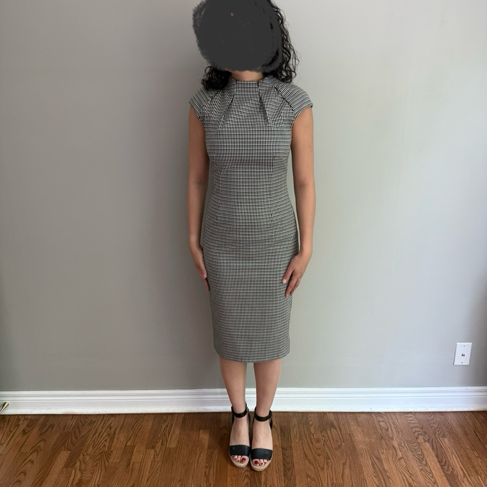 Karen Millen Gray Sheath Dress with Flutter Cap Sleeves